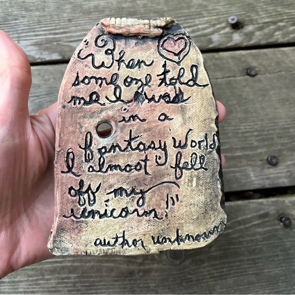 Handmade Ceramic Wallhanging Of Tree Doorway With Words Dream - Picture 4 of 10